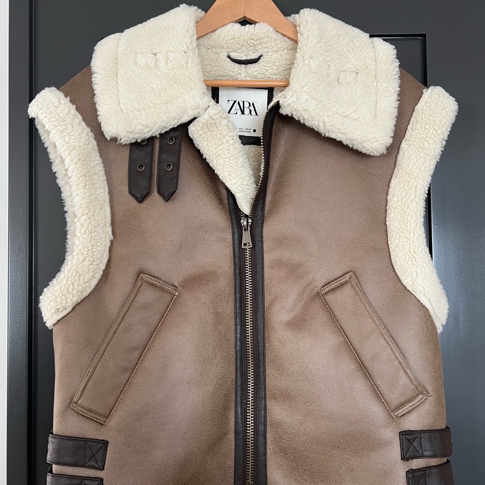Zara Cream Shearling Vest